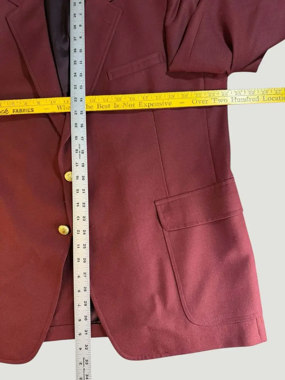 Vintage Jack Kahn Men's Burgundy Hopsack Blazer with Gold Buttons